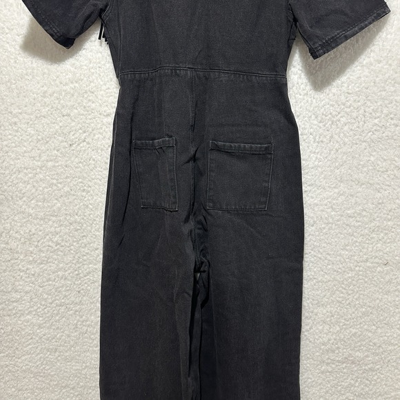 Nasty Gal Collection Black Denim Fringe Detailing Zip Up Front Jumpsuit Sz‎ US 4 - Picture 12 of 16
